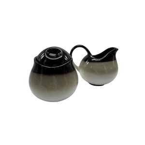 Sango Nova Black Creamer and Sugar Graduated Colors from Black to White